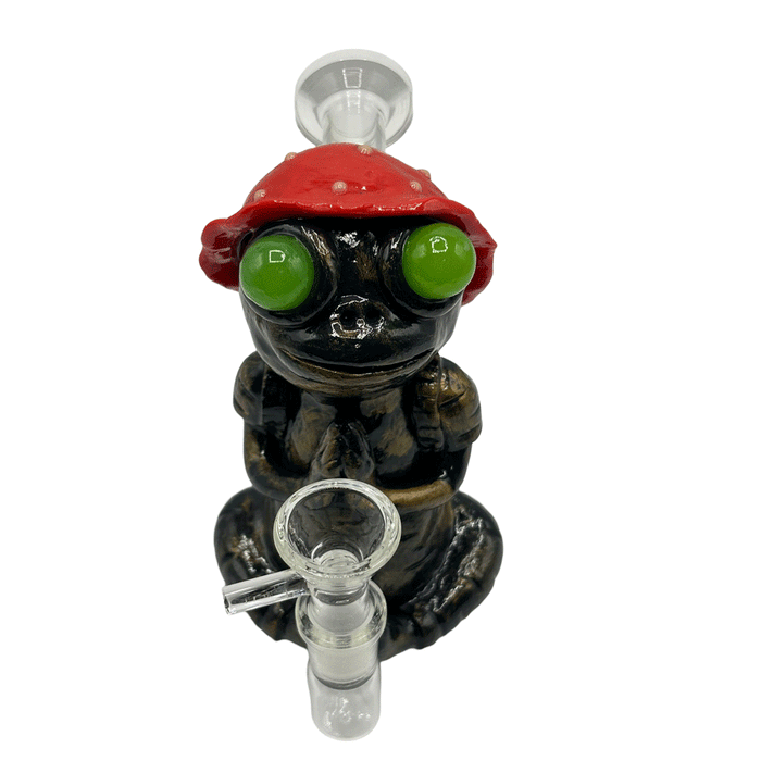 Frog Red Mushroom Cap AND CLAY Water Pipe