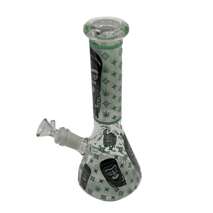 Green Cannabis Leaves Glass BONG Water Pipe