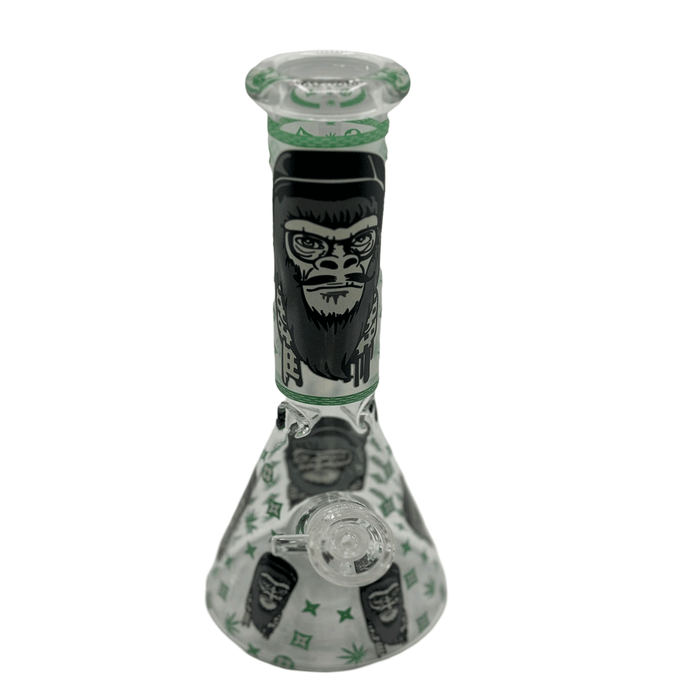 Green Cannabis Leaves Glass BONG Water Pipe