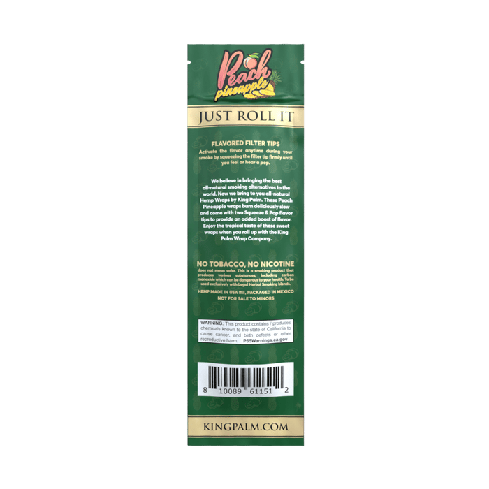 King Palm 2pk Hemp Wrap Peach Pineapple