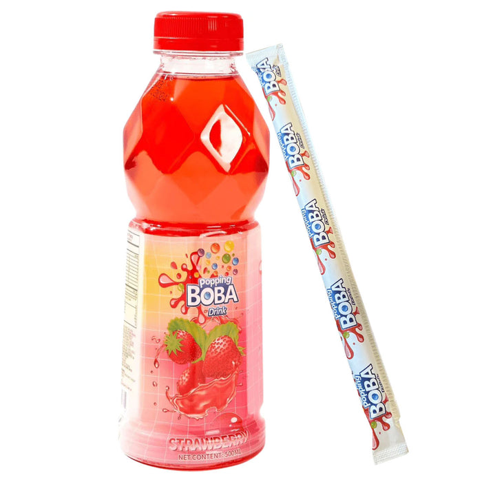 Strawberry Popping Boba Drink With Strawberry (500ml)