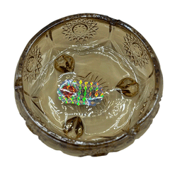 VINTAGE Amber Glass Ashtray