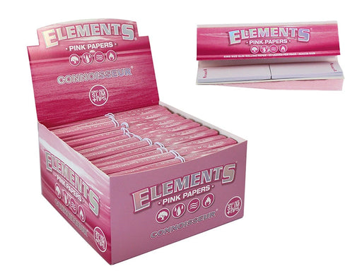 Elements Pink Connoisseur King Size Slim Rolling Papers with Tips