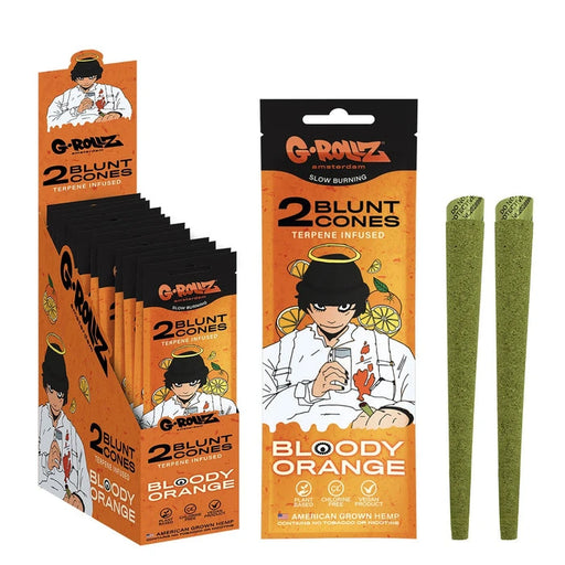Pack of G-Rollz 2-Pack Pre-Rolled Hemp Wraps in Bloody Orange flavor