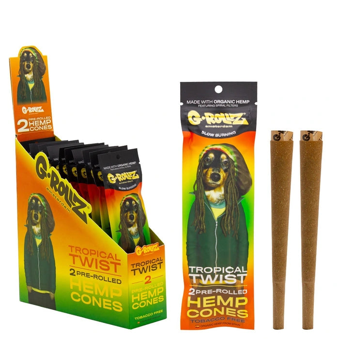 G-Rollz 2-Pack Pre-rolled Hemp Wraps in Tropical Twist flavor,.