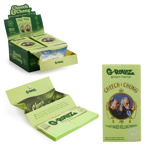 G-Rollz Cheech and Chong Organic Hemp Slim Papers with Tips and Tray
