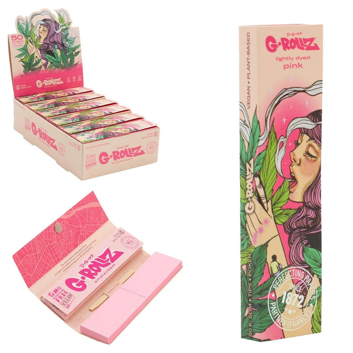 G-Rollz Collector 'Colossal Dream' Pink pack containing 50 king-size slim rolling papers with tips