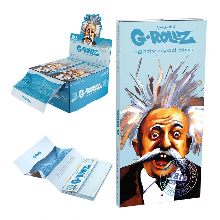 G-Rollz Collector Genius Blue KS Slim Rolling Papers with Tips and Tray