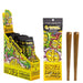 Two G-Rollz 'Honey Buzz' pre-rolled hemp cones in packaging with honey-inspired design.