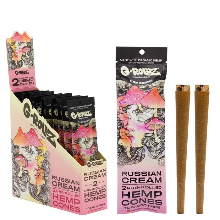 Two G-Rollz 'Russian Cream' pre-rolled hemp cones