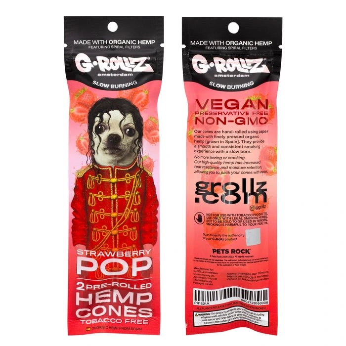 G-Rollz Strawberry Pop pre-rolled hemp cones with sweet strawberry flavor