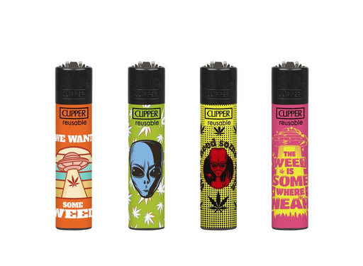 Galaxy Leaves Clipper Lighter Collection featuring vibrant cosmic leaf designs