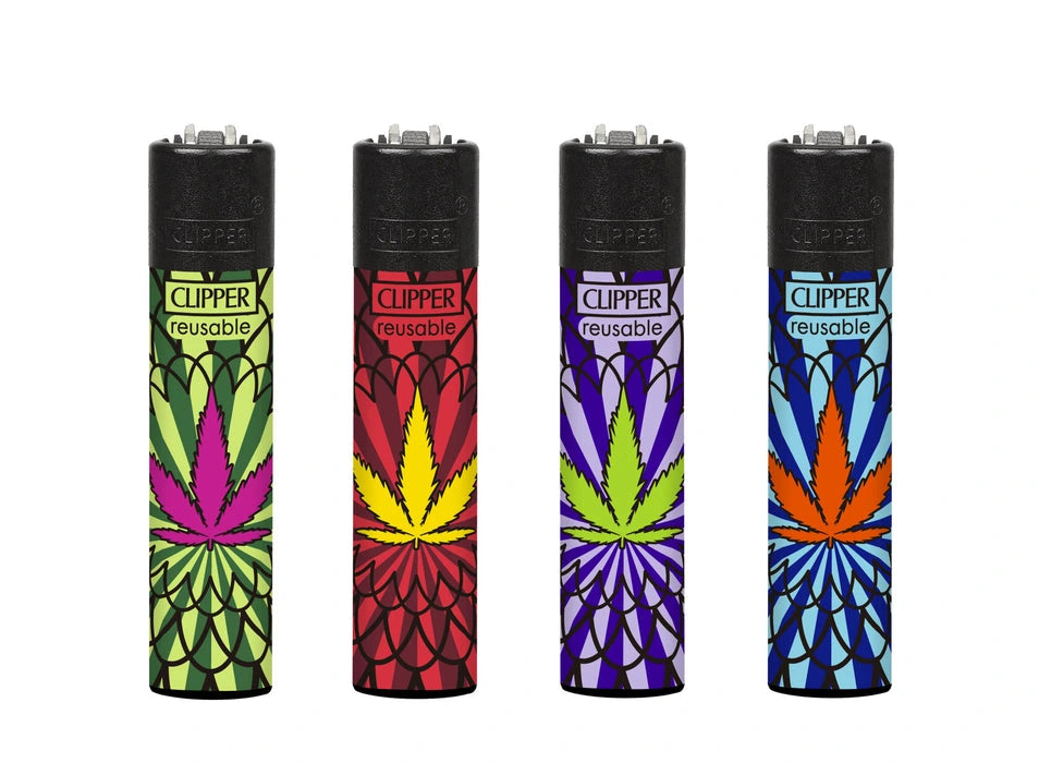 HYPNOTIQ LEAVES Clipper lighter collection featuring colorful leaf designs
