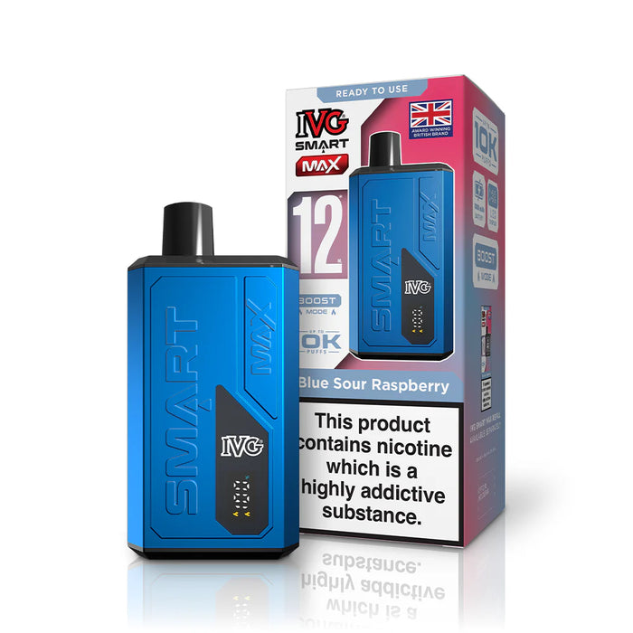 IVG Smart Max Blue Sour Raspberry vape in blue colour 