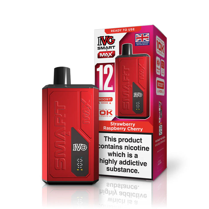 IVG Smart Max Strawberry Raspberry Cherry disposable vape in Red colour