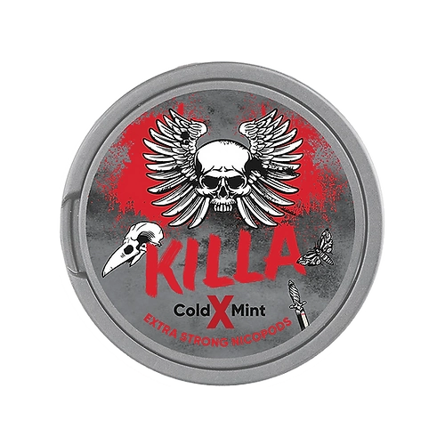 Killa Cold X Mint cannabis buds with frosty trichomes and minty green hues.