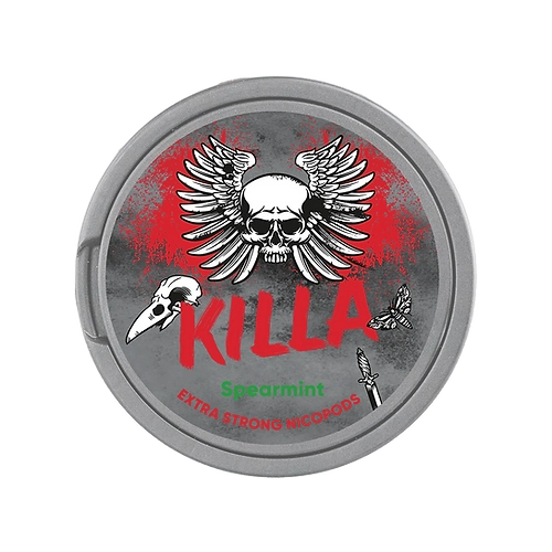 Killa Spearmint nicotine pouches can with fresh mint flavor