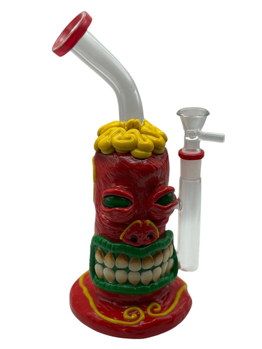 Handcrafted 3D Monster Face Glass Water Pipe – Artistic Collectible with Bold Colors