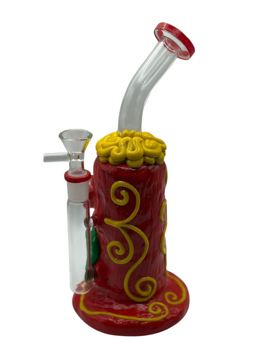 Handcrafted 3D Monster Face Glass Water Pipe – Artistic Collectible with Bold Colors