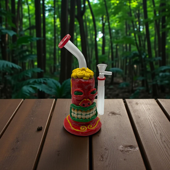 Handcrafted 3D Monster Face Glass Water Pipe – Artistic Collectible with Bold Colors