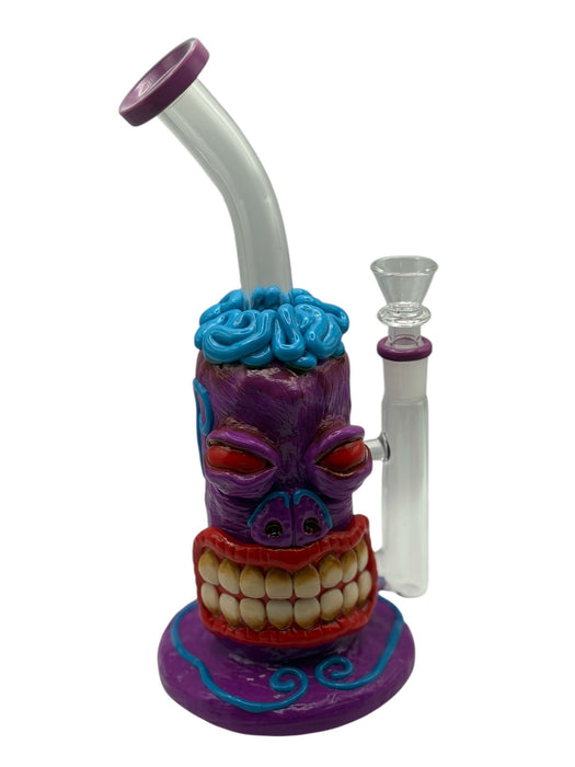 Handcrafted 3D Monster Face Glass Water Pipe – Artistic Collectible with Bold Colors