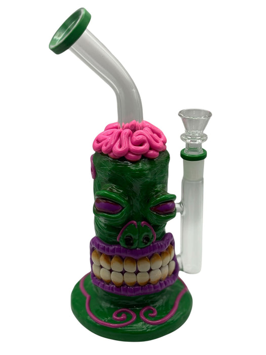 Handcrafted 3D Monster Face Glass Water Pipe – Artistic Collectible with Bold Colors