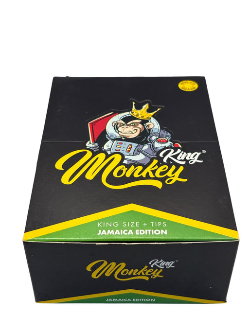 Black coloured Monkey King Jamaica Edition Kingsize Tips Rolling Paper Full Box