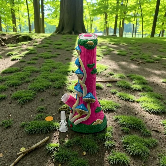 Mushroom-themed Glass Water Pipe – Artistic Beaker Style Collectible