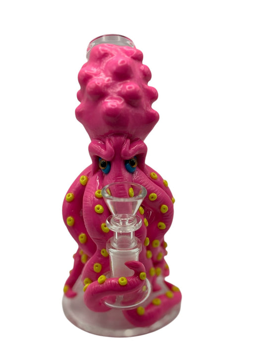 Pink Octopus Ceramic Water Pipe – Unique 3D Tentacle Design with Eye Detail