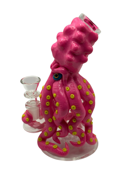 Pink Octopus Ceramic Water Pipe – Unique 3D Tentacle Design with Eye Detail