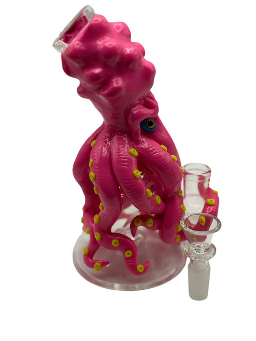 Pink Octopus Ceramic Water Pipe – Unique 3D Tentacle Design with Eye Detail