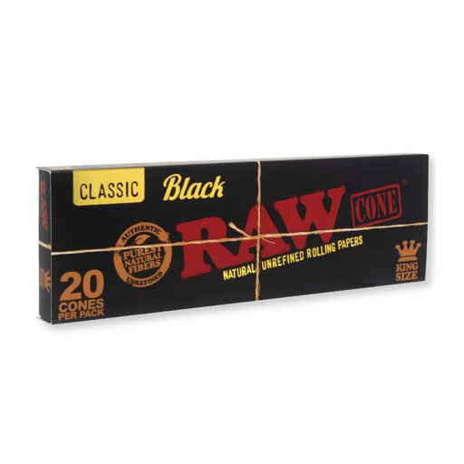 RAW Classic Black King Size Cones 20 Pack premium pre-rolled rolling papers