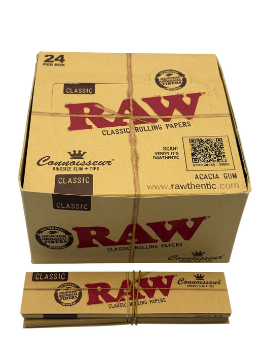 Classic Connoisseur King Size Slim Rolling Papers with Tips Full Box