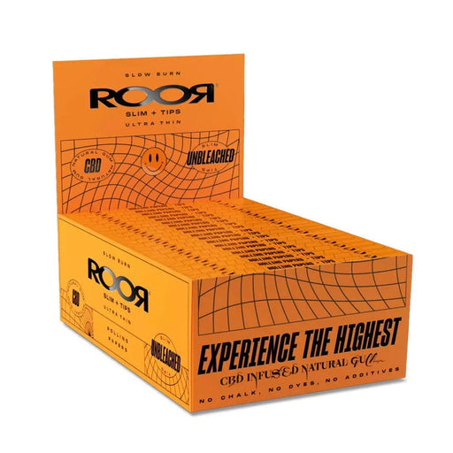 ROOR CBD unbleached slim rolling papers with tips – natural, chlorine-free hemp rolling papers