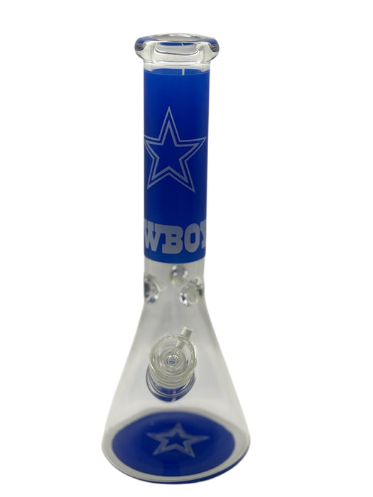 Blue Star Glass Water Pipe – Beaker Style with Clear & Frosted Design