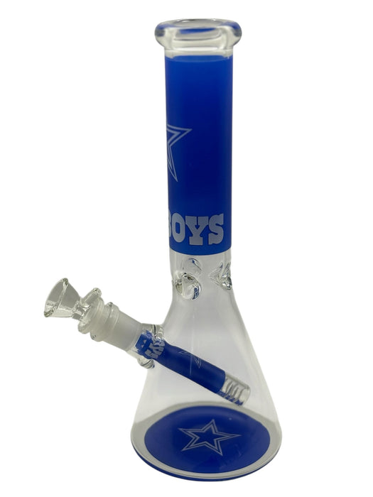 Blue Star Glass Water Pipe – Beaker Style with Clear & Frosted Design