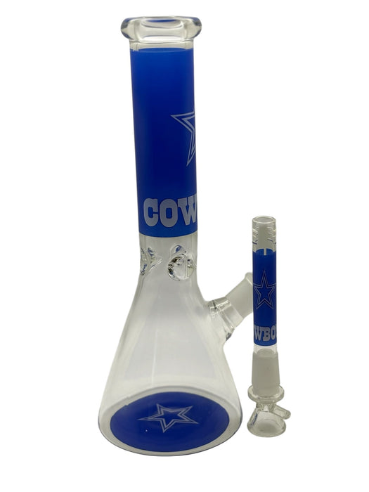 Blue Star Glass Water Pipe – Beaker Style with Clear & Frosted Design