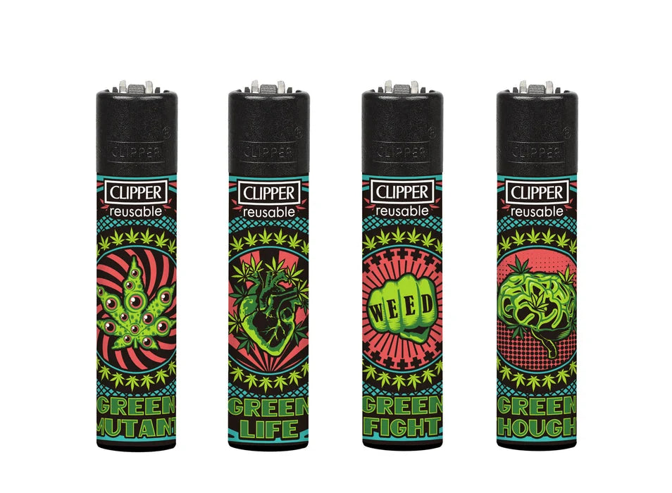 Weed Billboard Clipper Lighter Collection featuring colorful collectible lighters