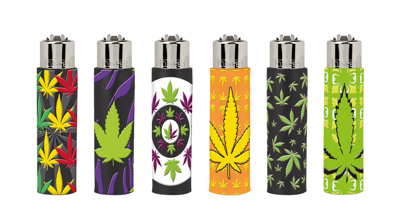 WEED MIX Clipper lighter collection featuring colorful assorted designs
